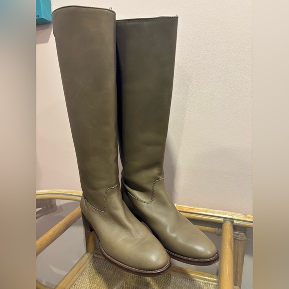 J. Crew 04188 Field Kindling tall boots Women’s Size 6.5 Olive Leather - Picture 6 of 9